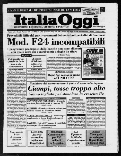 Italia oggi : quotidiano di economia finanza e politica